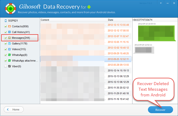 Easy Steps of Recovering Deleted/Lost Text Messages from Android