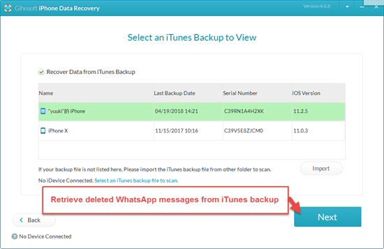 Retrieve WhatsApp Messages from iTunes