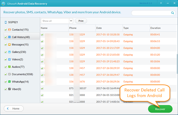 Recover Deleted Call Logs from Android