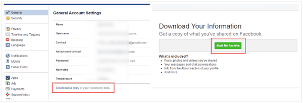 Facebook Messages Recovery from Archived Files