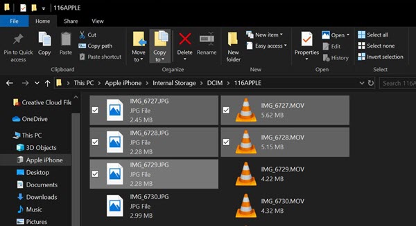 Copy Photos from iPhone to Computer with Windows Explorer.