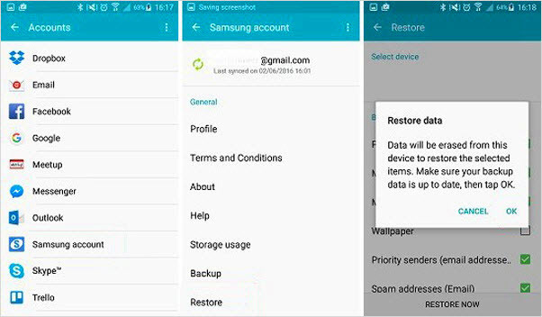 Recover Deleted Contacts from Samsung Account