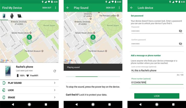 Using Find My Device to locate or track lost Android phone