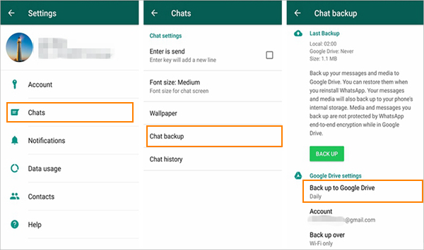 Backup WhatsApp Chats to Google Drive