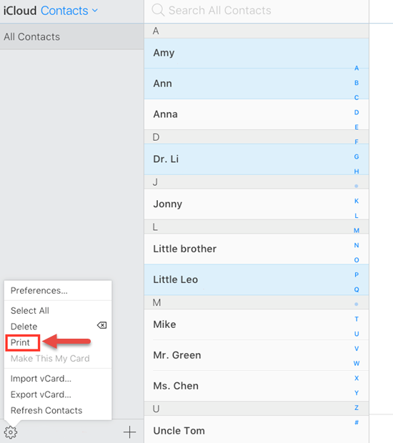 How to Print Contacts from iCloud