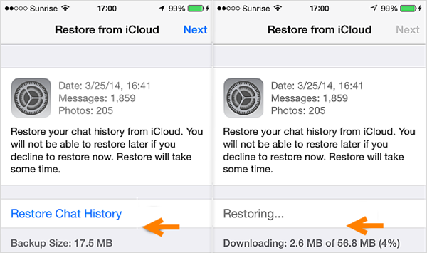 Restore WhatsApp Messages from iCoud Backup