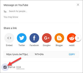 Share YouTube Video at Specific Time from Browser