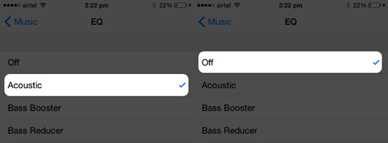 Turn off EQ from the Music App