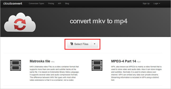Steps to convert MKV to MP4 free online with Cloud Convert.