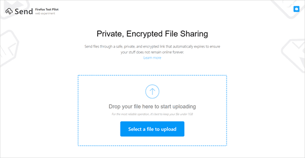 FireFox Send is one of the top Best Free File Sharing Sites to Share Large Files Online.