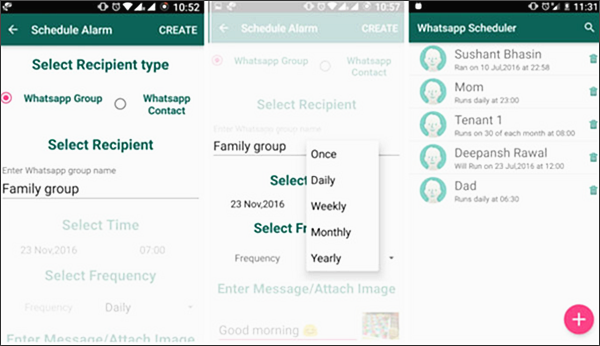 Schedule WhatsApp Messages on Android with Scheduler for WhatsApp.