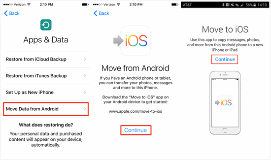 Transfer Contacts from Android to iPhone via Move to iOS
