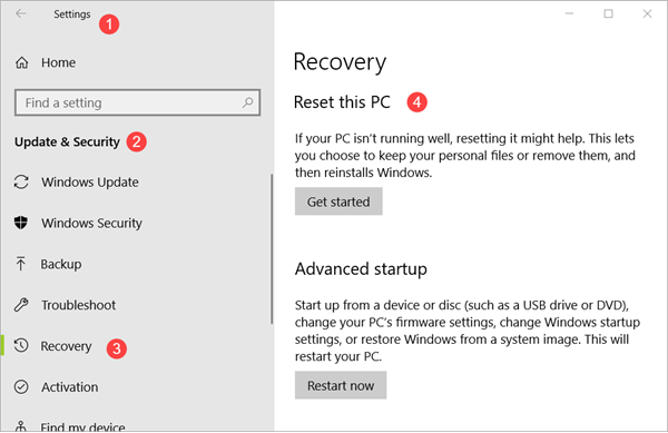 Format Laptop Windows 10 with Reset this PC