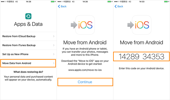 Transfer Contacts from Android to iPhone via Move to iOS