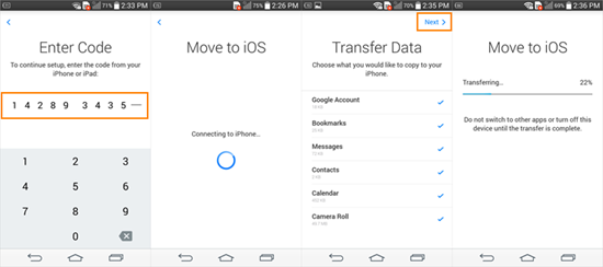 Transfer Contacts from Android to iPhone via Move to iOS