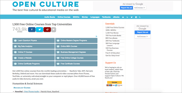 Open Culture is one of the top best Alternative Websites to AudioBook Bay.