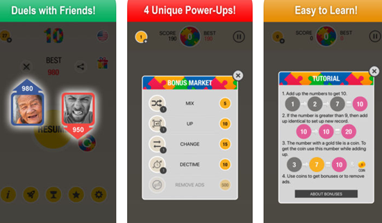 Puzzle 10 is one of the best Math Apps for Kids in iPhone and iPad.