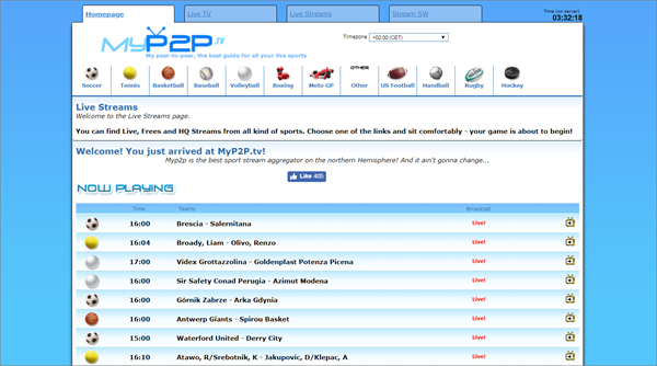 MyP2P is one of the top best Websites Like VipBox to Watch Sports Stuff.