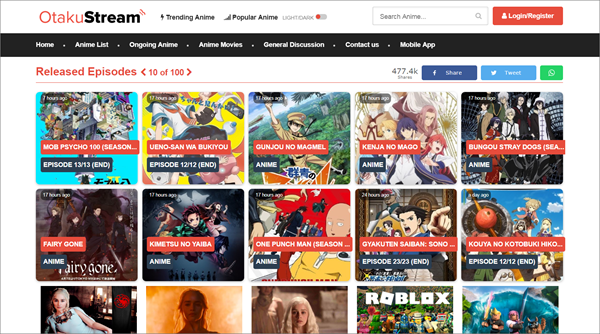 OtakuStream is one of the Top Best KissAnime Alternative Websites to Watch Anime.