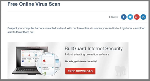 Bullguard Virus Scan is one of the top best Online Free Virus Scanners.