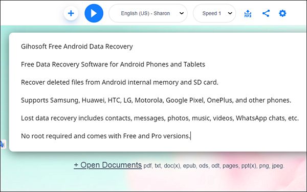 Natural Reader es una de las mejores aplicaciones y herramientas de texto a voz para Android.