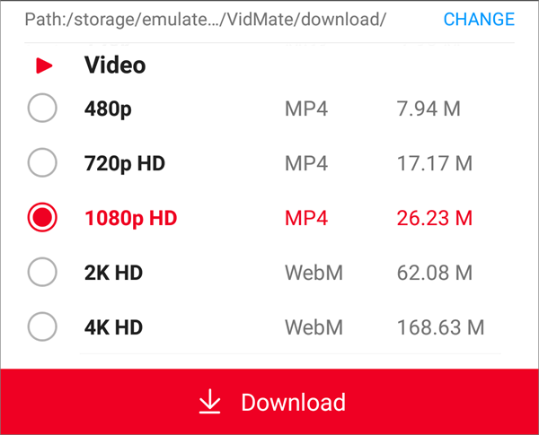 vidmate - download youtube 4k video android