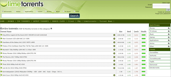 LimeTorrents is one of the top best 1337X Alternative Torrent Websites.