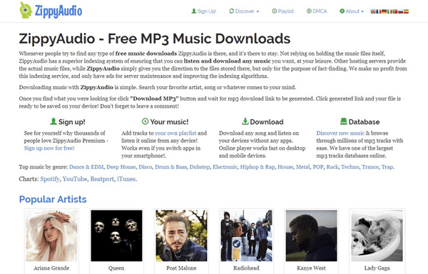 ZippyAudio is one of the best free music download sites like MP3BOO.