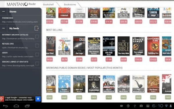 Mantano(Bookari)Ebook Reader Lite is one of the top eBook reader apps for Android.