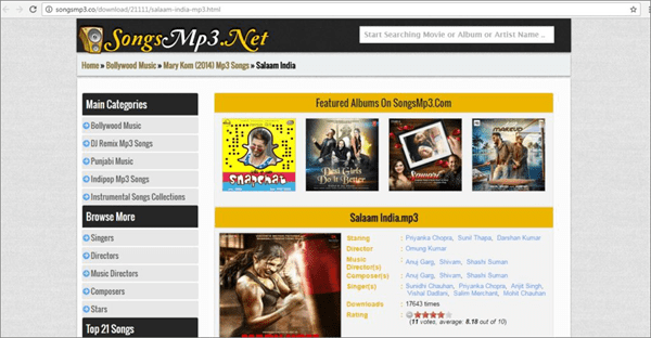 Using Songs Mp3 to download Hindi Mp3 songs. 