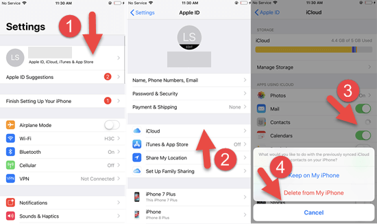 Turn off Contacts and Turn on Again in iCloud