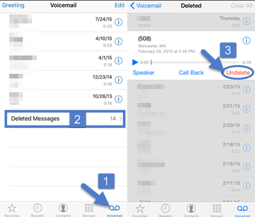undelete voicemail on iphone