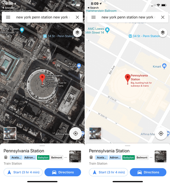 Google Maps offers aerial and satellite views of many places around the world.