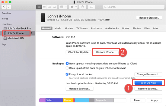 Backup and Restore iPhone with iTunes/Finder