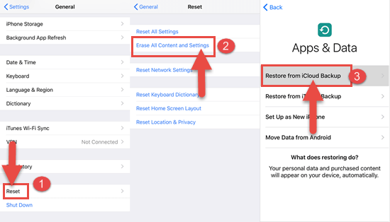 Restore iPhone from an iCloud backup