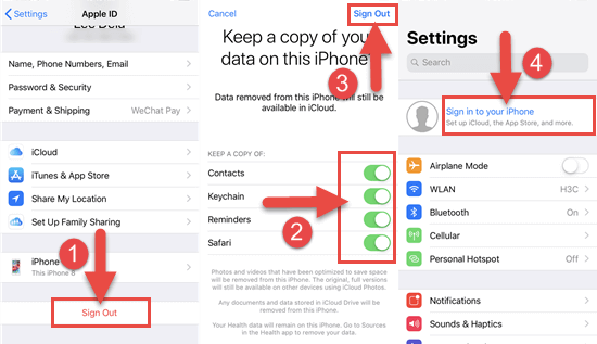 Sign out of iCloud Account and Sign in again