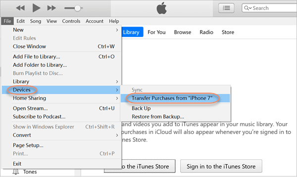 Transfer Purchased Music from iPhone to iTunes