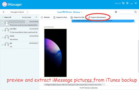 Extract iMessage Pictures from iTunes Backup to Computer