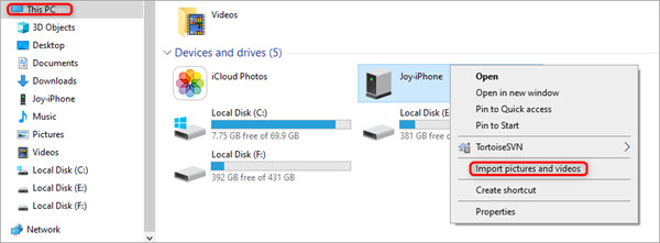 Transfer Videos from iPhone to PC via Windows Explorer