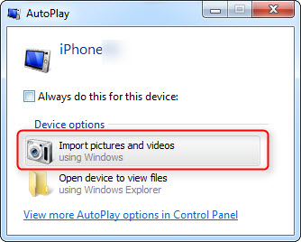 Transfer Videos from iPhone to PC via AutoPlay in Windows 7
