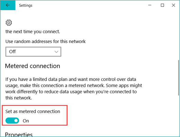 Windows 10 Stop Automatic Updates in Metered Connection.