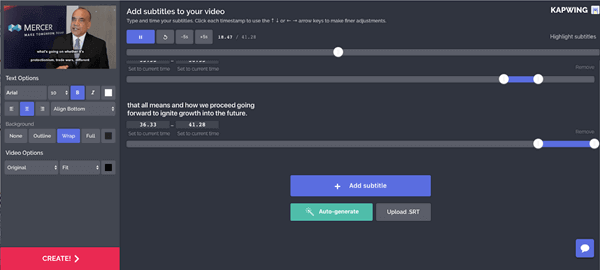Follow these steps to add subtitles and captions using this video editor.