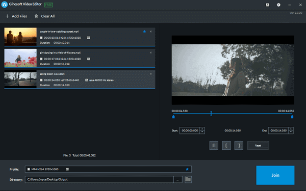 Gihosoft Free Video Joiner is a intuitive and light-weight freeware specially designed for perfectly and easily merging video files into one on Windows computer.