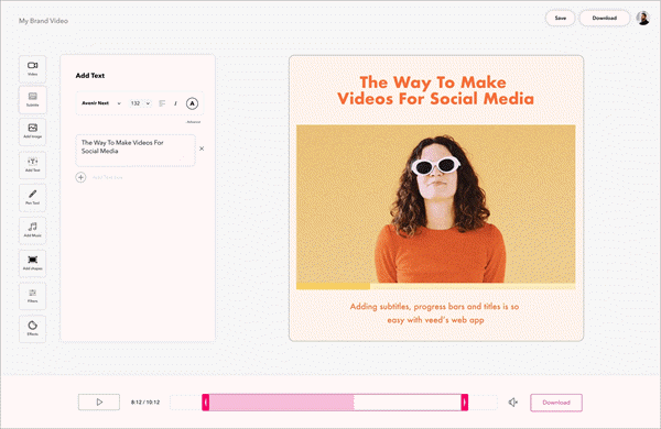 VEED is a simple and easy-to-use video editor for adding text to videos online.